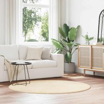 shumee vidaXL Visoka košata preproga NAVARRA krem 160x160 cm poliester