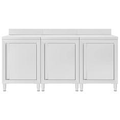 Vidaxl Komercialna delovna miza z omarico 180x60x96 cm nerjaveče jeklo