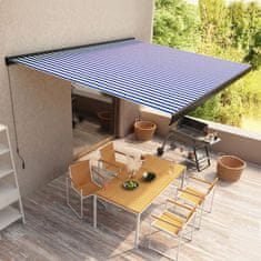 Vidaxl Ročno zložljiva kasetna tenda 450x300 cm modra in bela