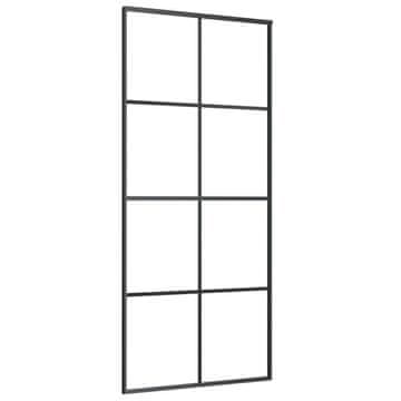Vidaxl Drsna vrata iz aluminija in ESG stekla 90x205 cm črna
