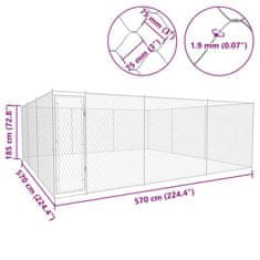 Vidaxl Zunanji pasji boks pocinkano jeklo 570x570x185 cm