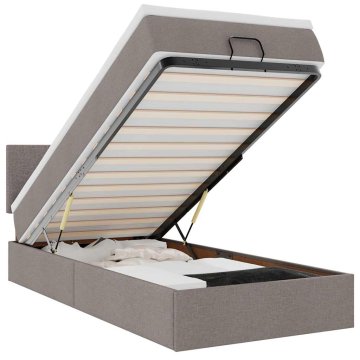 Vidaxl Otomanski posteljni okvir z vzmetnico taupe 80x200 cm blago