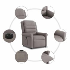 Vidaxl Električni naslanjač s funkcijo vstajanja taupe blago