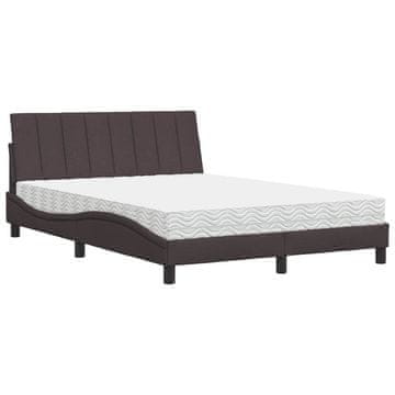 Vidaxl Postelja z vzmetnico Hanko temno rjav 120x200 cm blago