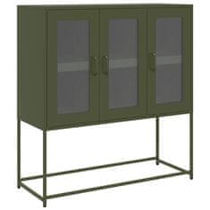 Vidaxl Komoda olivno zelena 100,5x39x107 cm hladno valjano jeklo