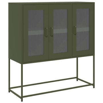 Vidaxl Komoda olivno zelena 100,5x39x107 cm hladno valjano jeklo