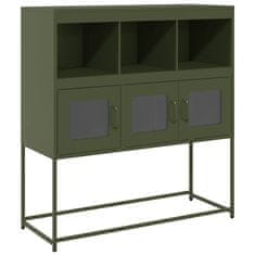Vidaxl Komoda olivno zelena 100,5x39x107 cm hladno valjano jeklo