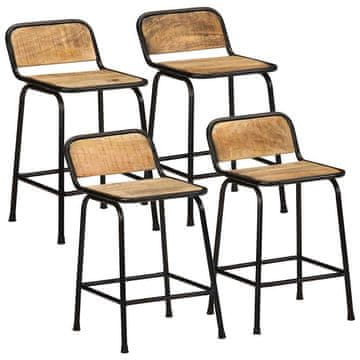 Vidaxl Barski stolčki 4 črni 46x35,5x70 cm trden mangov les