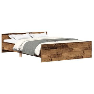Vidaxl Posteljni okvir brez vzmetnice star les 135x190 cm