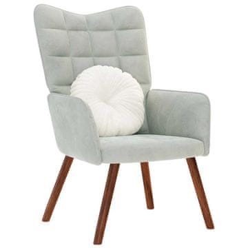 shumee vidaXL Stol za sproščanje svetlo siv žamet