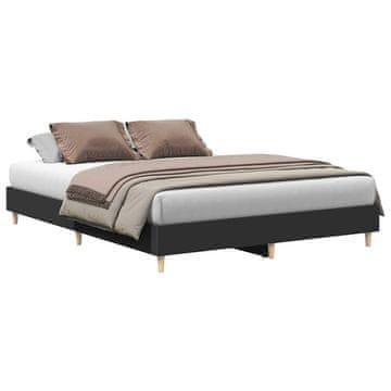 Vidaxl Posteljni okvir brez vzmetnice črn 150x200 cm inženirski les