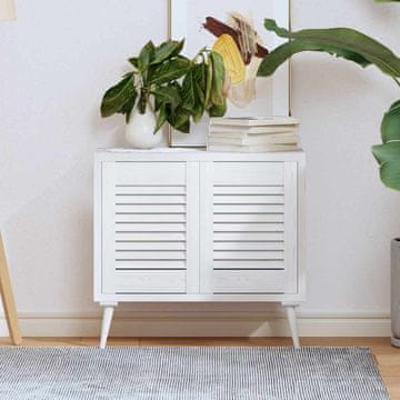 shumee vidaXL Vrata za omarico z letvicami 2 kosa bela 39,5x29,5 cm