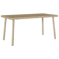 shumee vidaXL Vrtna kavna miza Pravokotna bež 80x40x37 cm poli ratan