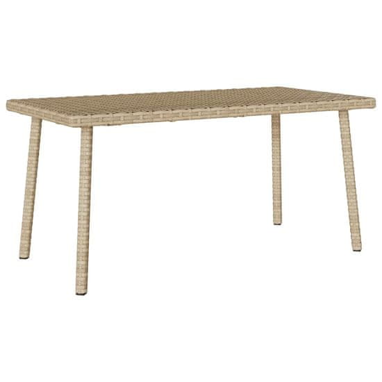 shumee vidaXL Vrtna kavna miza Pravokotna bež 80x40x37 cm poli ratan
