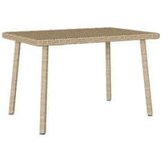 shumee vidaXL Vrtna kavna miza pravokotna bež 60x40x37 cm poli ratan