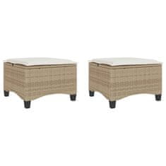 Vidaxl Vrtni stolčki z blazinami 2 kosa Bež 55x55x36 cm Poly Rattan