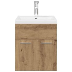 Vidaxl omarica za umivalnik z vgrajenim umivalnikom pipo Artisan Oak