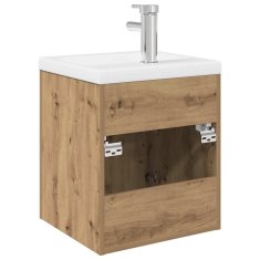 Vidaxl omarica za umivalnik z vgrajenim umivalnikom pipo Artisan Oak
