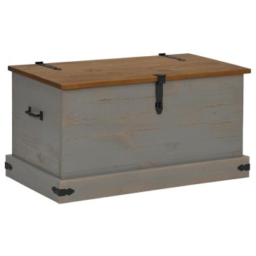 Vidaxl Skrinja za shranjevanje HALDEN sivo 91x48x47cm Masivni les, bor
