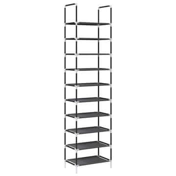 Vidaxl Stojalo za čevlje 10-stopenjsko črno 44x28x180 cm