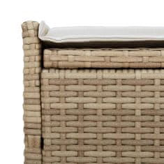 Vidaxl Zunanja klop za shranjevanje z blazino Beige 100 cm poli ratan