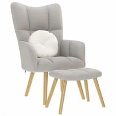 shumee vidaXL Sprostitveni stol s podnožnikom Cloud Grey Fabric