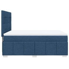 Vidaxl Box spring postelja z vzmetnico modra 140x190 cm blago