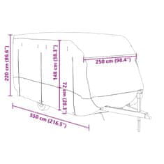 Vidaxl Prevleka za prikolico siva 550x250x220 cm netkana tkanina