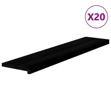Vidaxl Podloge za stopnice 20 kosov rjavo-črne 120x30x2 cm trdna hrastovina