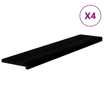 Vidaxl Podloge za stopnice 4 kosi rjavo-črne 120x30x2 cm trdna hrastovina