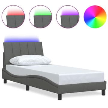 Vidaxl Posteljni okvir brez vzmetnice Hanko temno siv 90x190 cm blago