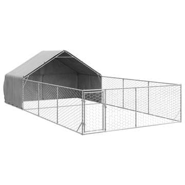 Vidaxl Zunanji pasji boks z izpustom 7x3x1,9 m pocinkano jeklo