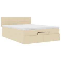 Vidaxl Otomanska postelja z vzmetnico krem 140x200 cm blago