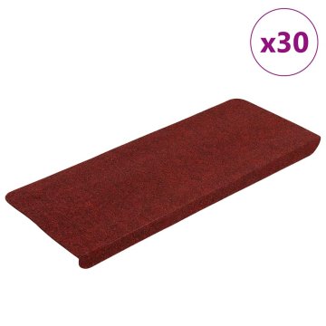 shumee vidaXL Preproge za stopnice samolepilne 30 kosov rdeča 65x24,5x3,5 cm