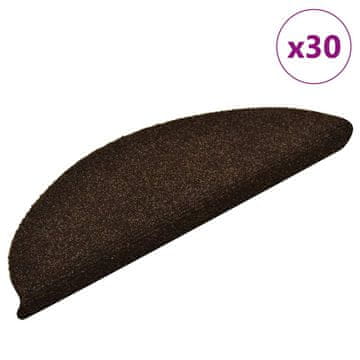 Vidaxl Preproge za stopnice samolepilne 30 kosov 56x17x3 cm temno rjave polkrožne
