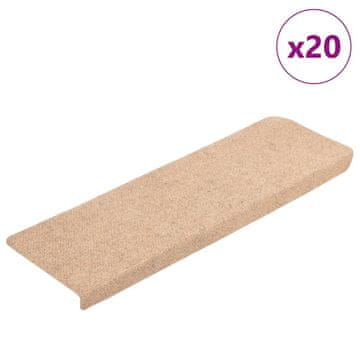 shumee vidaXL Samolepilne podloge za stopnice 20 kosov krem 65x21x4 cm