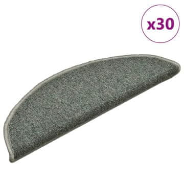 Vidaxl Stopniščne preproge 30 kosov 56x17x3 cm temno zelene polkrožne