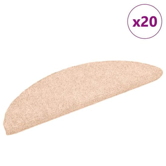 shumee vidaXL Preproge za stopnice samolepilne 20 kosov krem 56x17x3 cm