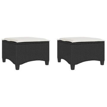 Vidaxl Vrtni stoli z blazinami 2 kosa črni 55x55x36 cm poli ratan