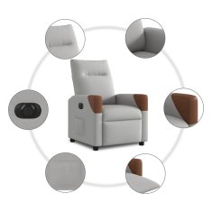 Vidaxl Električni naslanjač sivo blago