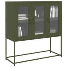 Vidaxl Komoda olivno zelena 100,5x39x107 cm hladno valjano jeklo