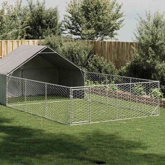 shumee vidaXL Zunanji pasji boks z izpustom 7x3x1,9 m pocinkano jeklo