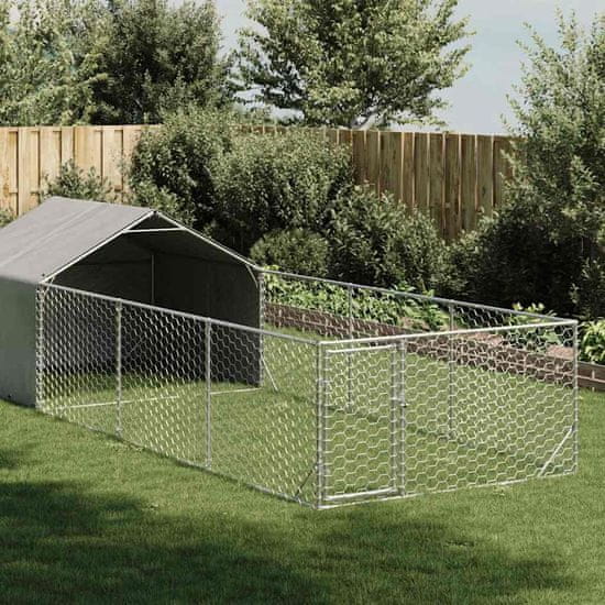 shumee vidaXL Zunanji pasji boks z izpustom 6x2x1,5 m pocinkano jeklo