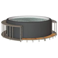 shumee vidaXL Hot Tub Surround s shranjevanjem in leseno stopnico Grey