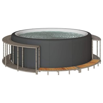 shumee vidaXL Hot Tub Surround s shranjevanjem in leseno stopnico Grey