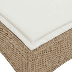 Vidaxl Vrtni stolčki z blazinami 2 kosa Bež 55x55x36 cm Poly Rattan