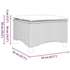 Vidaxl Vrtni stolčki z blazinami 2 kosa Grey 55x55x36 cm Poly Rattan