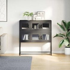 Vidaxl Komoda črna 100,5x39x107 cm hladno valjano jeklo