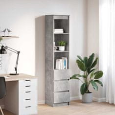 shumee vidaXL Visoka omara betonsko siva 37,5x35x180 cm inženirski les
