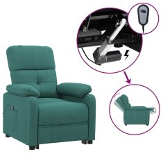 Vidaxl Električni naslanjač temno zeleno blago